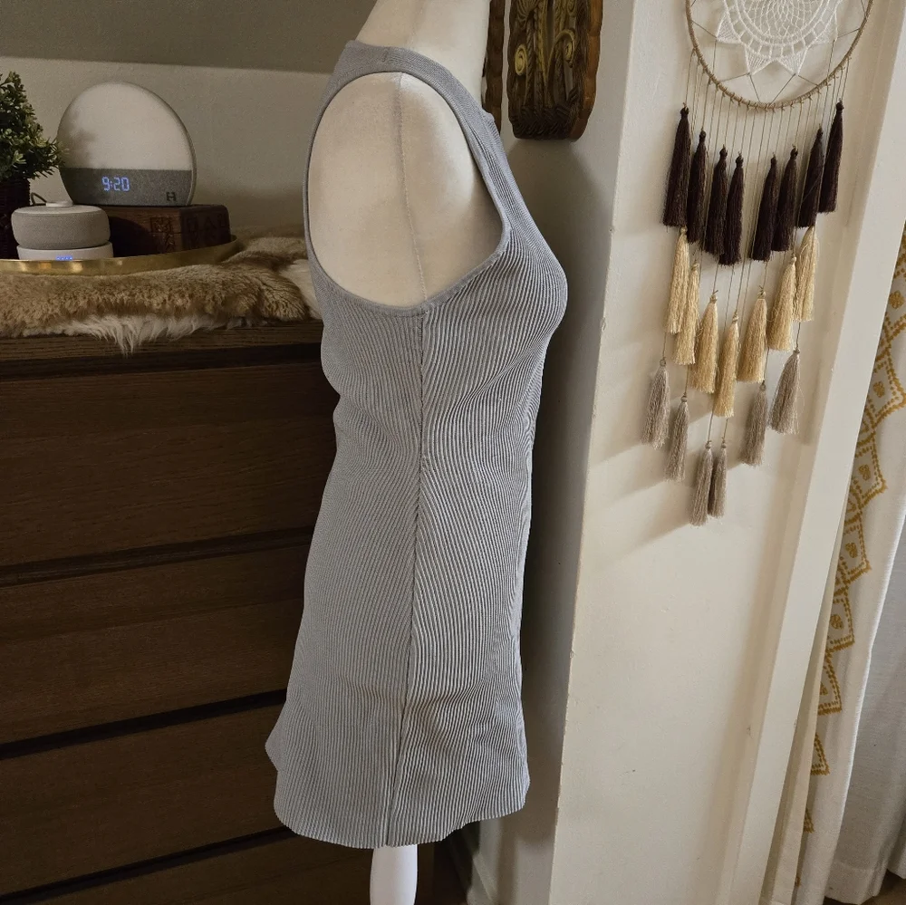 Aritzia Babaton Grey blue ribbed bodycon dress - Picture 2 of 5